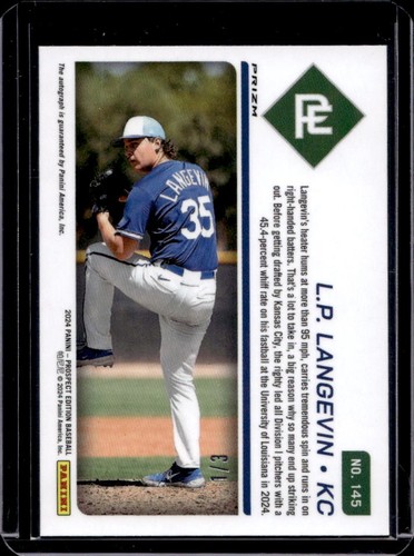 2024 Panini Prospect Edition L.P. Langevin Holo Gold Pandora FOTL Auto #1/3 - Picture 2 of 2