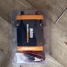 POWERDRIVE 400W Car Power Inverter w/ Battery Clamp Cable Leads