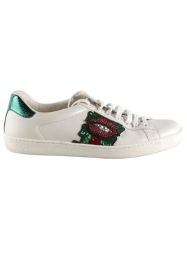 GUCCI WEISSE HERREN ACE LEDER SNEAKER UK 8,5