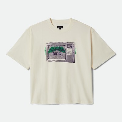 BRIXTON TUNE CROPPED TEE T-SHIRT GR: M CREAM
