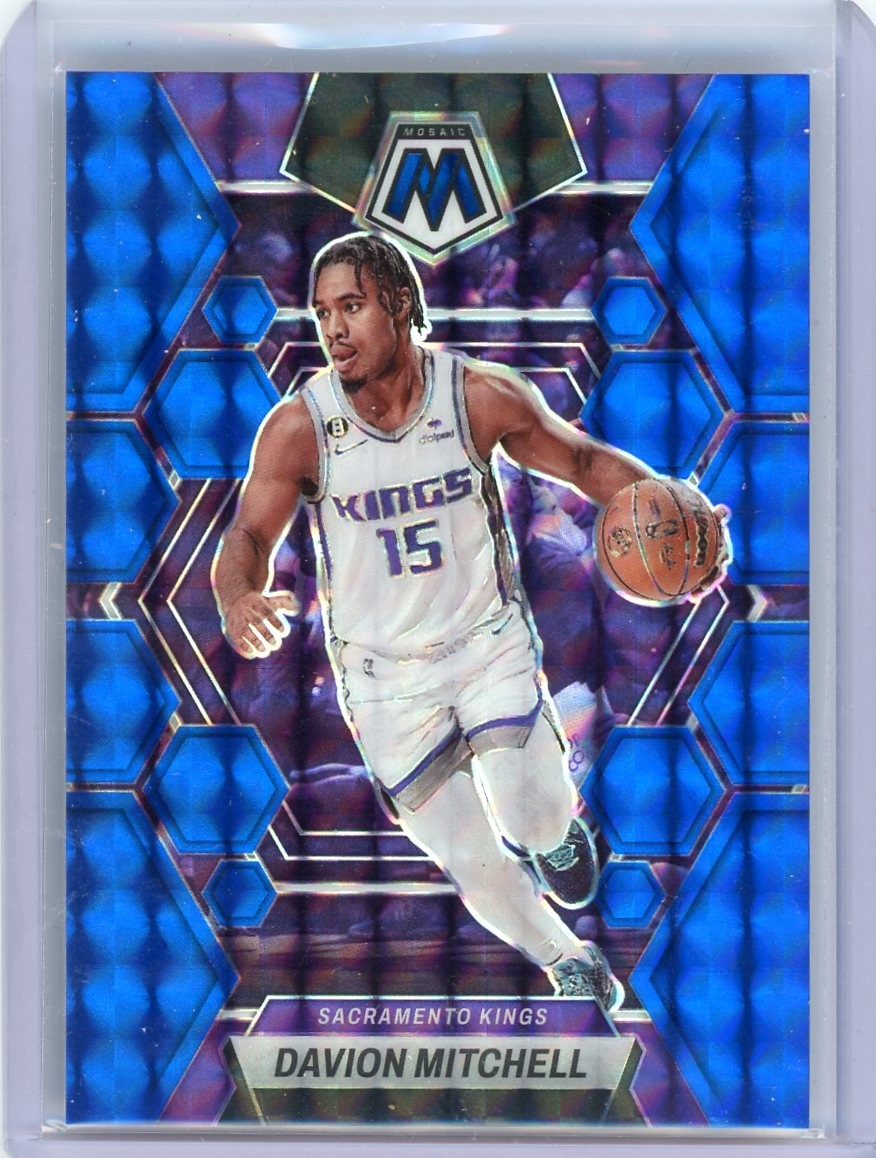 2022-23 Panini Mosaic - Davion Mitchell #198 Blue Mosaic Prizm /199 Kings Card