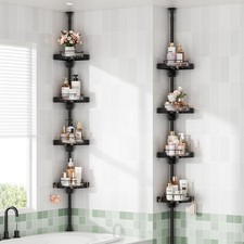 360  Rotating Corner Shower Caddy Tension Pole Organizer - 4-Tier Adjustable ...