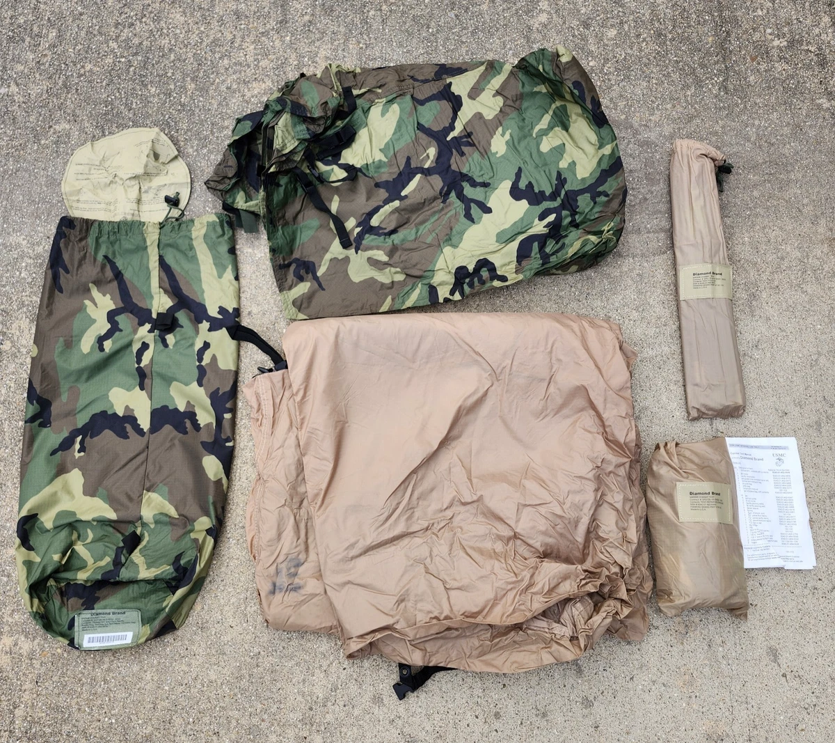 NEW! USMC Two Man Combat Tent Diamond Brand 100% COMPLETE 2 Person