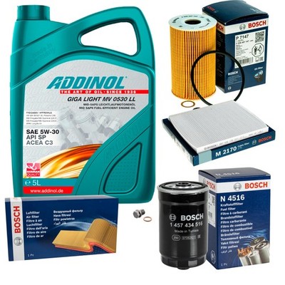 BOSCH Inspektionspaket 5L ADDINOL GIGA LIGHT MV 5W-30 für KIA Carens III UN 1.6