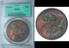 1884-O PCGS MS63 (OGH) MORGAN $ DARK MULTICOLOR TONED RAINBOW (VIDEO)**