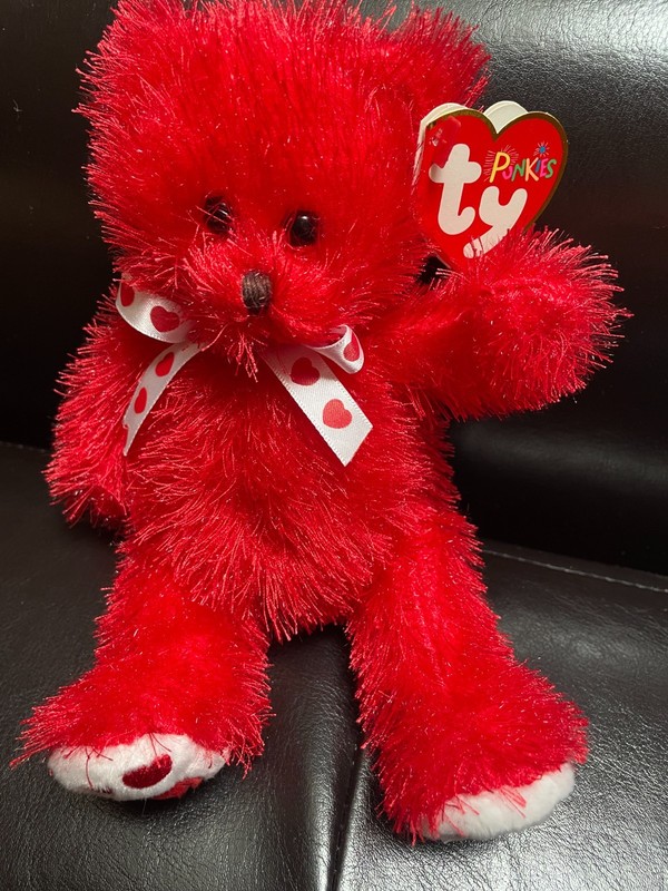 TY PUNKIES Lil Siren Red Teddy Bear Plush 2006 Hearts Bow Paws with Heart Tag