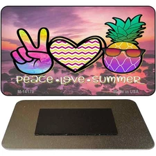 Peace Love Summer Pineapple BeachNovelty Metal Magnet 3.5" x 2" Magnet (M)