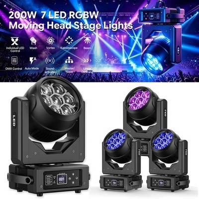 200W RGBW 7 LED Bee-Eye Moving Head Spotlicht DMX Wash Zoom Bühnenlicht DJ Party