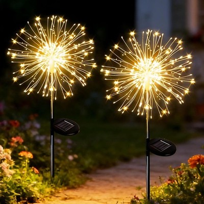 Solar Gartenleuchte 120 LED 8 Modi 2 Stück Außen Gartenlampe Solarlampe Garten