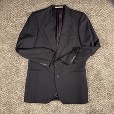 Vintage 80s Yves Saint Laurent Mens Pinstripe Blazer 40R Black Brown Wool France