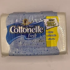 Cottonelle Fresh Wipes Large Sheets Aloe & E Hard Case Refillable Tub NOS 2003