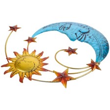 Iron Wall Hanging Pendant Sun And Moon Shape Decoration For Yard Room