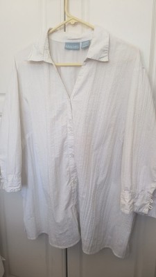 Liz & Me Shirt 3X White Stripes 3/4 Sleeve Plus Size Lightweight Cotton (L1