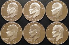 1973-1978 S Eisenhower Dollar Cameo Proof Run Clad Ike lotto set 6 monete US Mint.