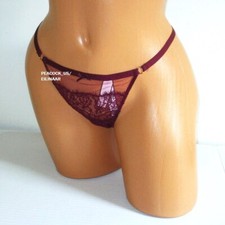 VICTORIA'S SECRET Dream Angels Lace Mesh V-String Panty Size M L Kir Wine New