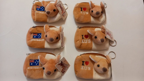 6 Australia souvenir tan kangaroo flag I love Aus zipped coin purses NEW gift - Picture 2 of 2