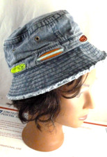 Kids Denim Surfboard Bucket Hat Cap Size Small Ocean Surf Surfing Blue Child 52