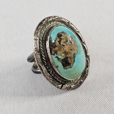 Antique Sterling Silver Turquoise Ring 12.5 Grams Unstamped Tested Size 5 READ  