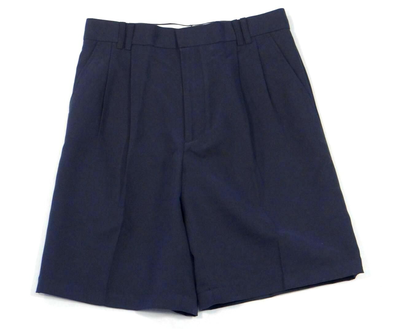 Navy Blue Pleated Dress Shorts Men's New
