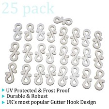 Gutter Hooks Clips Outdoor x25 Christmas Xmas Icicle Fairy Lights Plastic White