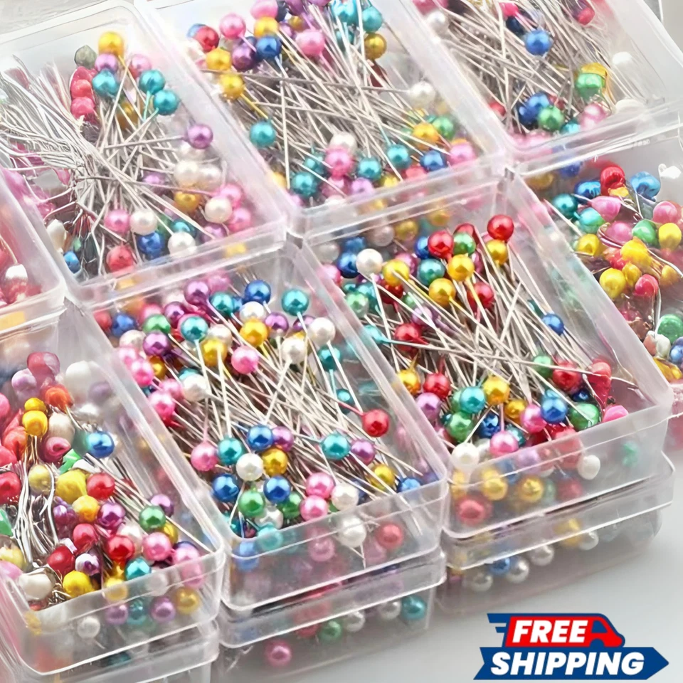 100 peças pinos de cabeça pérola falsa multiuso artesanato marcação pinos de plástico com caixa - Imagem 3 de 4