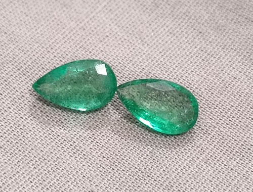 3.01ct Pear Cut Natural Zambian Emerald Pair Loose Gemstone - Picture 2 of 7