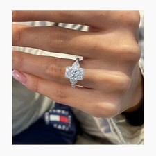 Radiant Diamond Engagement Ring 5.60 Lab-Grown E/VVS2 3 Stone 14K White Gold