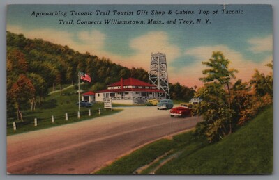 Postcard NY Approaching Taconic Trail Tourist Gift Shop & Cabins Troy 1960 B9