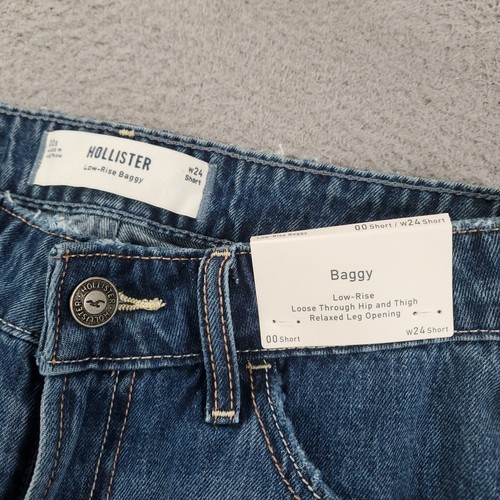 New Hollister Baggy Jeans Womens 24 Short Low Rise Baggy Loose Y2K NWT 28x29 - Picture 2 of 10