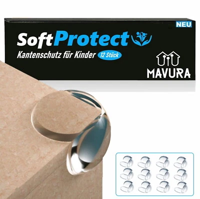 MAVURA SoftProtect Eckenschutz Kantenschutz Tisch Möbel Gummi Kindersicherung Baby 12er