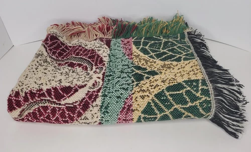 Stained Glass Knit Woven Throw Blanket Tapestry Christmas Tree 55"×44"