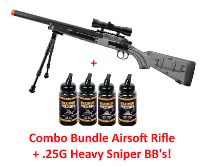 エアソフトスナイパー BB弹0.2 Crosman Game Face Airsoft Spring Sniper Rifle Bundle 425 FPS New W