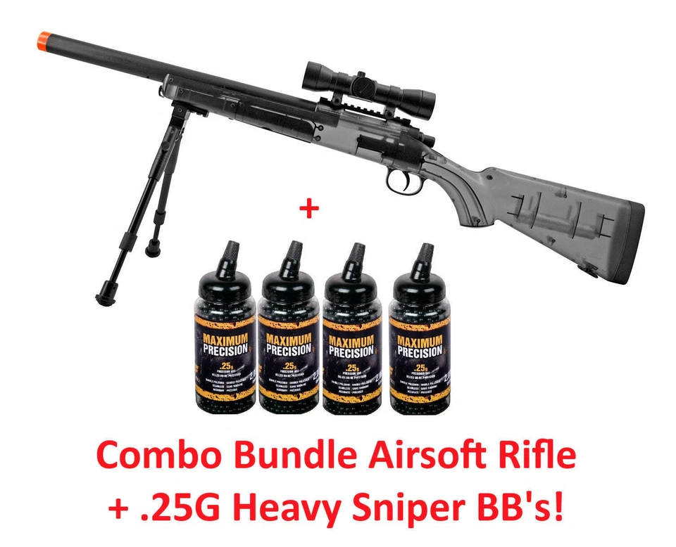 Crosman Game Face Airsoft Spring Sniper Rifle Bundle 425 FPS New W/BB's