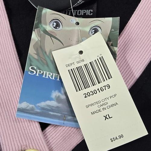 Studio Ghibli Spirited Away Women Cardigan XL Black Pink Hot Topic City Pop NWT - Picture 4 of 8