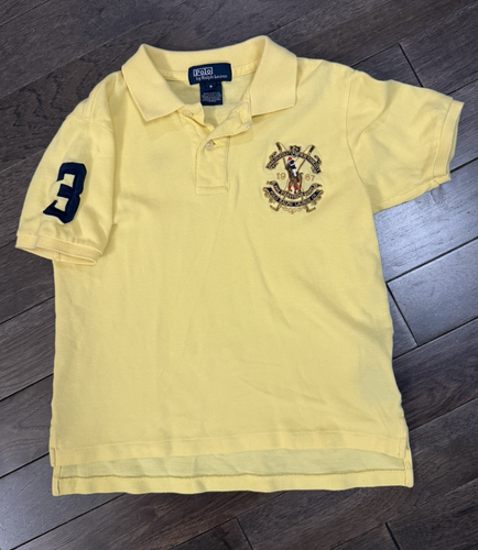 Boy's RALPH LAUREN POLO Set of 2 Polo Shirts Yellow Red w/ Logo and Number Sz 5 - Picture 5 of 9