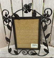 PHOTO FRAME Bronze Brown Ornate Scroll-Work Metal Holds 4"x6" Picture Decor
