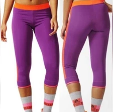 Stella Mccartney x adias 3/4 sport  neon purple/ orange leggings women's small