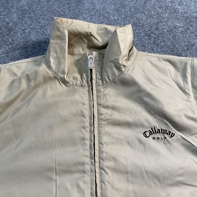 Callaway Jacket Mens Large Tan Windbreaker Removable Sport