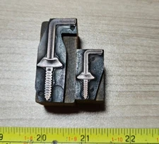 Vintage Letterpress Printing Block Screw In Hooks Lot Hardware Tool