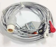 3 leads ECG EKG Cable Compatible Philips HP M1735A AHA Snap 8 Pins
