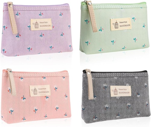 Newofview 4 Stück Kleine Kosmetiktasche, Reise Kosmetiktasche Aus Segeltuch, ... - Bild 2 von 9
