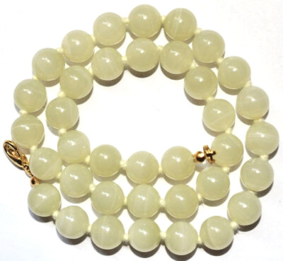 T2-02 - 10 MM CHINA JADE KUGELN KETTE GEKNOTET 45 CM