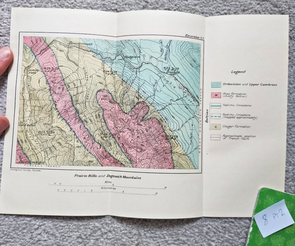 1913 Antique Geological Map of Prairie Hills and Dogtooth Mountains - Canada - Image 1 of 1