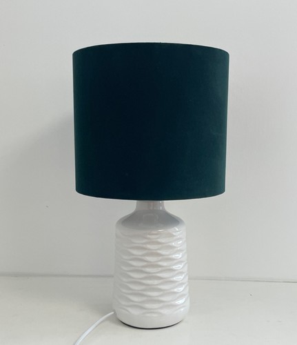Forest Green Velvet Charcoal Grey Monkey Palm Tree Leaves Drum Lampshade - Picture 9 of 11
