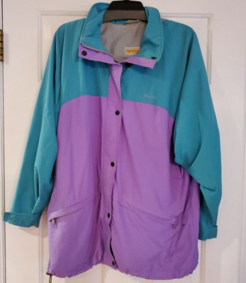 Womens Vtg TNF 5000 Colorblock Snowboard Ski Jacket Purple Aqua Full Zip M-L