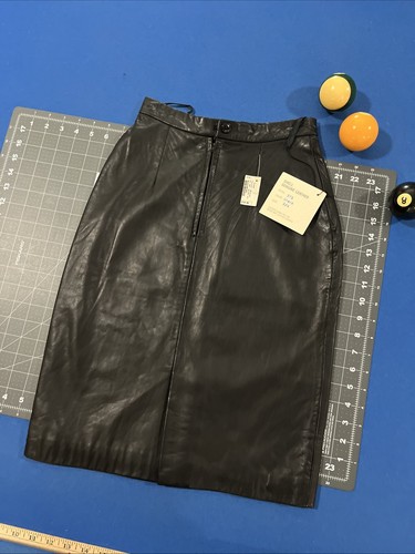 VTG Michael Hoban North Beach Size 3/4 Black Leather Skirt High Waist - NWT