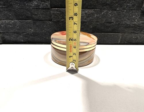 Stunning Vintage G.S.E. Ottone Garantito Onyx Jewellery Trinket Box - Picture 9 of 9