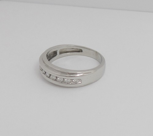1/4CT MENS NATURAL DIAMOND WEDDING BAND BRIDAL RING 10K WHITE GOLD - Picture 9 of 13