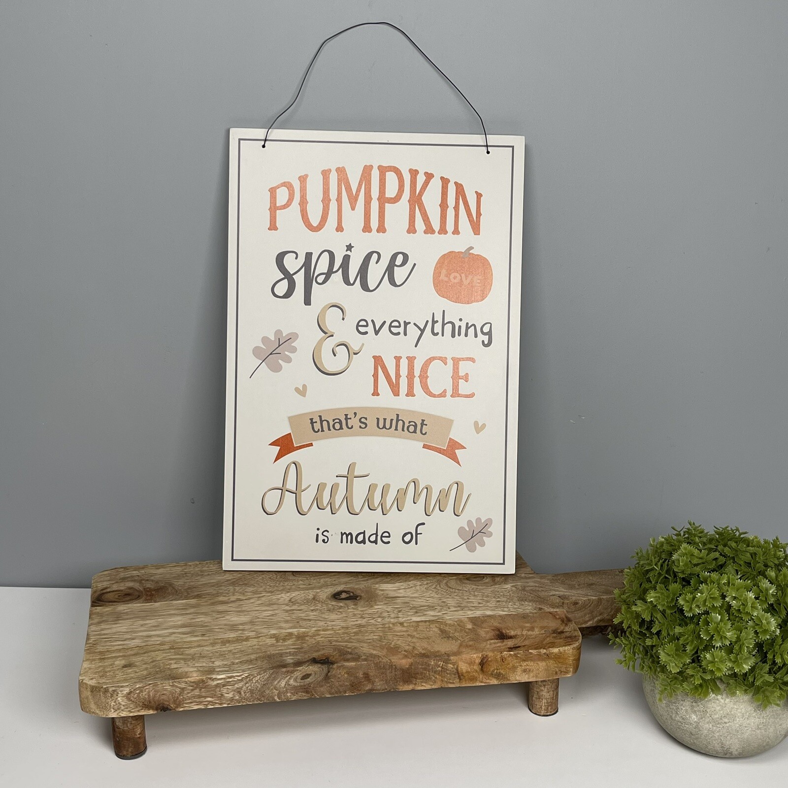Wooden Sign Pumpkin Spice & Everything Nice | Autumn Season Plaque Home ...