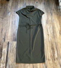 Zara Green Mock Neck Shortsleeved Midi Dress Womens Sz Small